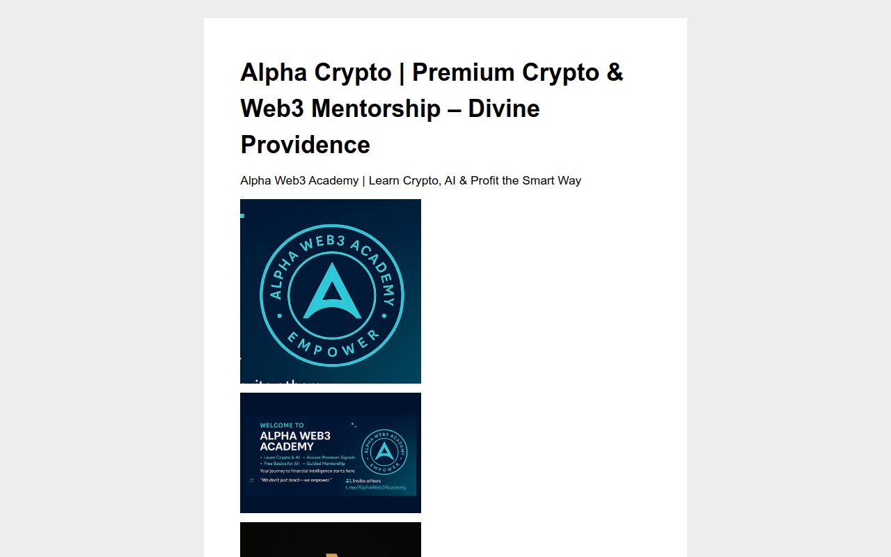 Alpha Web3 Academy | Premium Crypto & Web3 Mentorship